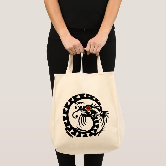 Tote Bag SNAKE DRAGON RUBY, noir et blanc rouge (Devant (produit))