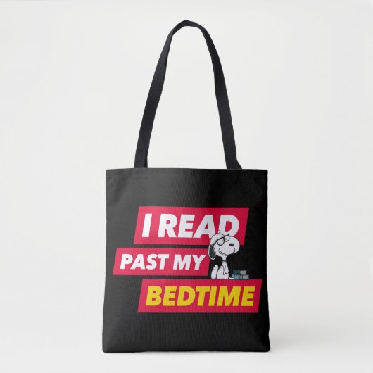 Tote Bag Snoopy "I Read Past My Bedtime" (Devant)