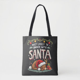 Tote Bag Snooze avec Père Noël Sleepy Reindeer