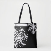 Tote Bag Snowflake Black & White Nom de la société Site Web (Devant)