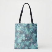 Tote Bag Snowflakes le plus beau Motif ID Turquoise846 (Devant)