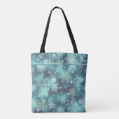 Tote Bag Snowflakes le plus beau Motif ID Turquoise846 (Dos)