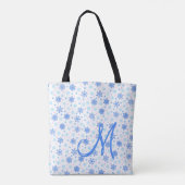 Tote Bag Snowflakes Pastel Baby Blue Moderne Personnalisé M (Dos)