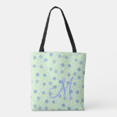 Tote Bag Snowflakes Pastel Green Moderne Élégant Monogramme (Dos)