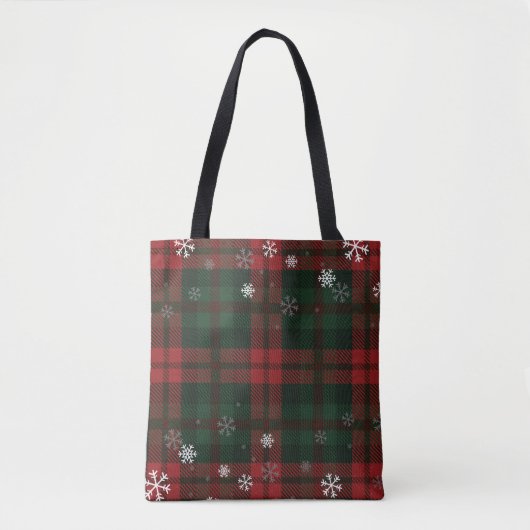 Tote Bag Snowflakes Plaid Famille de Noël Motif (Devant)