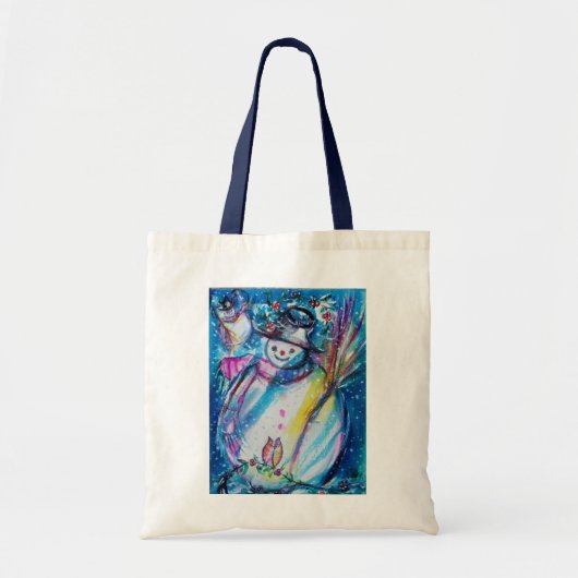 Tote Bag SNOWMAN AVEC OWL, Saison Hiver (Devant)