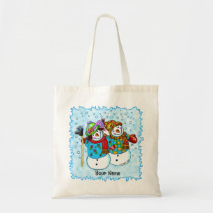 Tote Bag Snowman Couple