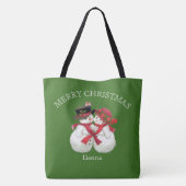 Tote Bag Snowman Couple, Joyeux Noël (Dos)