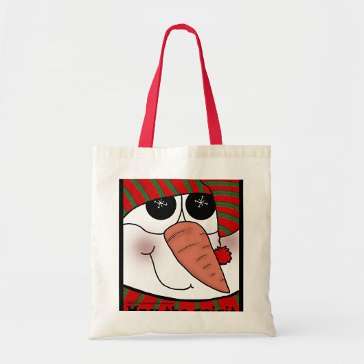 Tote Bag Snowman Face Snowflake Sparkake (Devant)