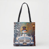 Tote Bag Snowman in a convertible car (Devant)