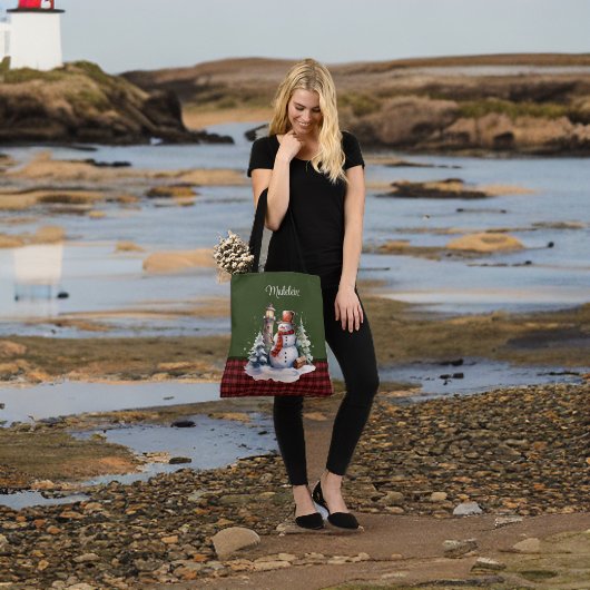 Tote Bag Snowman mignon et phare sur le Monogramme plaqué N