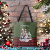 Tote Bag Snowman mignon et phare sur le Monogramme plaqué N