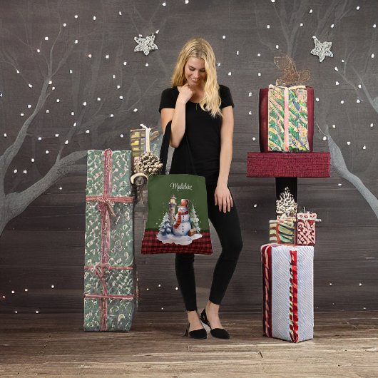 Tote Bag Snowman mignon et phare sur le Monogramme plaqué N