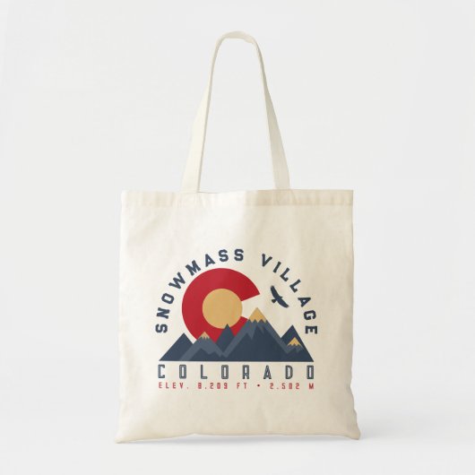 Tote Bag Snowmass Colorado Drapeau Retro Sunset Ski Souveni (Devant)
