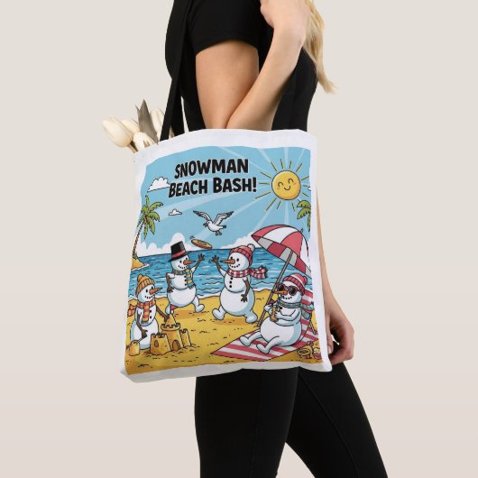 Tote Bag Snowmen Beach Bash (De près)