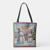 Tote Bag Snowmen, Joyeux Noël, (Dos)