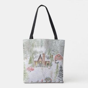 Tote Bag Snowy hiver Cabine de Noël Scène
