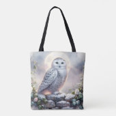 Tote Bag Snowy Owl in Moonlit Winter Garden (Dos)