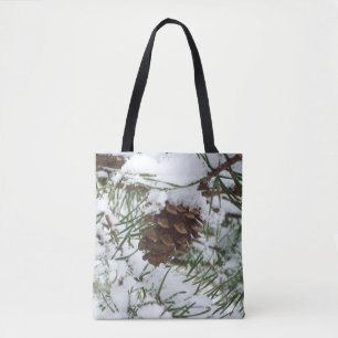Tote Bag Snowy Pine Cone I