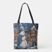 Tote Bag Snowy Winter Town Wonderland (Dos)