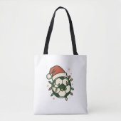 Tote Bag Soccer Ball Christmas Lights Santa Hat Funny  (Devant)