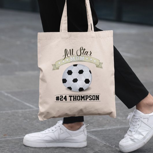 Tote Bag Soccer Maman Nom et numéro personnalisés