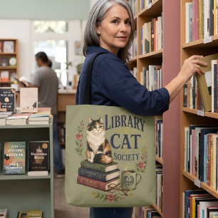 Tote Bag Société de la chatte de bibliothèque Calico livres