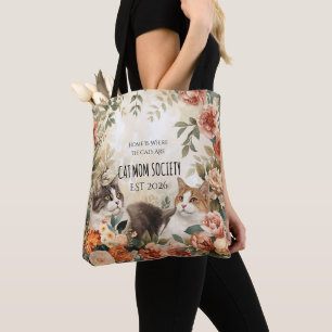 Tote Bag Société de maman de chat botanique vintage Décor d