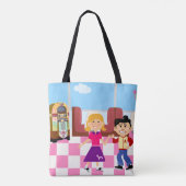Tote Bag Sock Hop Diner Love Retro Design de dessin animé (Dos)