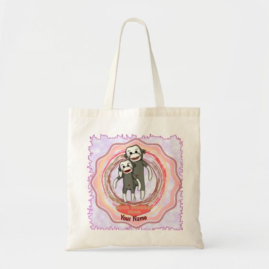 Tote Bag Sock Monkey Maman nom personnalisé (Devant)