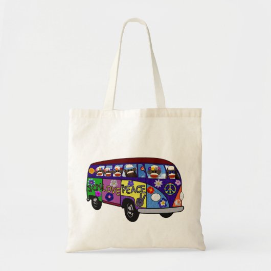 Tote Bag Sock Monkey Peace Bus (Devant)