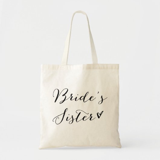 Tote Bag Soeur de la mariée | Calligraphie moderne noire (Devant)