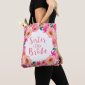 Tote Bag Soeur de la mariée rose aquarelle Mariage floral (De près)