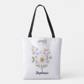Tote Bag Soft Daisy Birth Flower – Personalized April Gift (Dos)