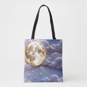 Tote Bag Soft Gold Pale Blue Lavender Moon Serenity (Devant)