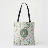 Tote Bag Soft Mint Green Garden Motif (Devant)