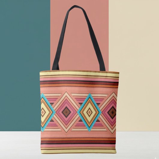Tote Bag Soft Multi-Color Diamond & Stripe