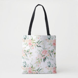 Tote Bag Soft Pastel Rose Rose Flower Motif
