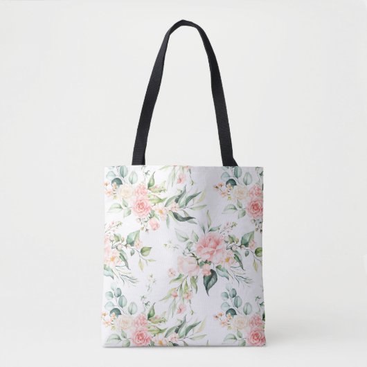 Tote Bag Soft Pastel Rose Rose Flower Motif (Devant)