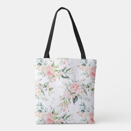 Tote Bag Soft Pastel Rose Rose Flower Motif (Dos)