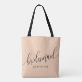Tote Bag Soft Peach Bridesmaid Script moderne (Dos)