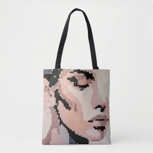 Tote Bag Soft Pixel Portrait in Pale Tone (Devant)