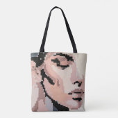 Tote Bag Soft Pixel Portrait in Pale Tone (Dos)
