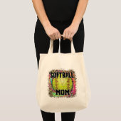 Tote Bag Softball Mom Tie Dye Empreinte de léopard Yellow B (Devant (produit))