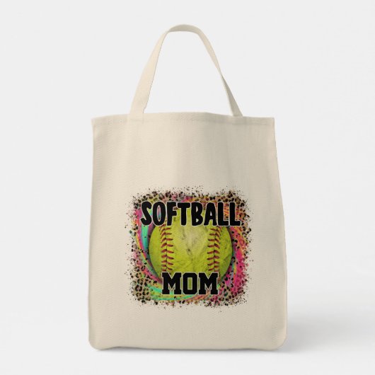 Tote Bag Softball Mom Tie Dye Empreinte de léopard Yellow B (Dos)