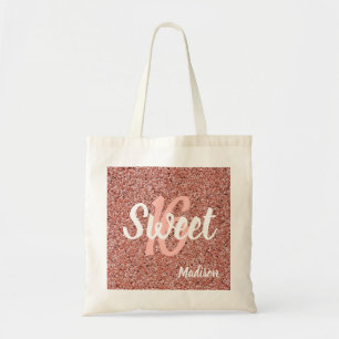Tote Bag Soignée 16 Parties scintillant d'or rose personna
