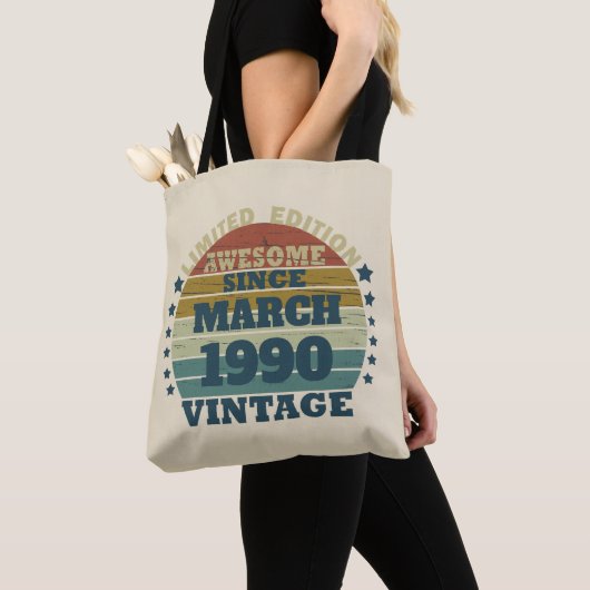 Tote Bag Soirée personnalisée vintage de 35 ans (De près)