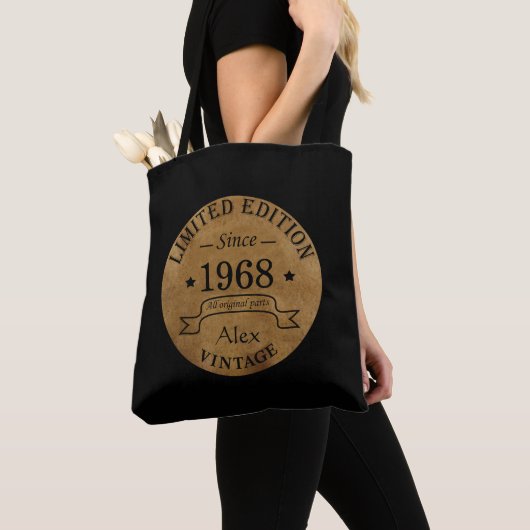 Tote Bag Soirée personnalisée vintage de 55 ans (De près)