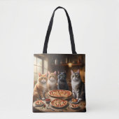 Tote Bag Soirée Pizza Chat, (Devant)