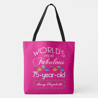 Tote Bag soixante-quinzième Anniversaire la plupart de rose